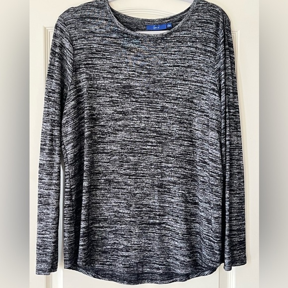 APT. 9 Black & Charcoal Long Sleeve Tee Wom size Large - Picture 1 of 10